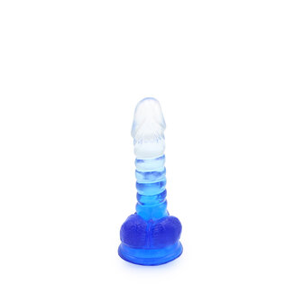 Kiotos Cox Color - Gekleurde Dildo 01 - 15,5 x 3 cm - Transparant/Blauw