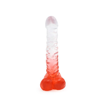 Kiotos Cox Color - Gekleurde Dildo 04 - 22,5 x 4 cm - Transparant/Rood