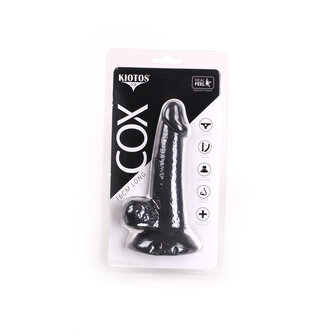 Kiotos Cox Rechte Dildo met balzak 16 x 4 cm - zwart