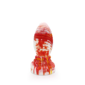 Kiotos Monstar Buttplug Beast 6 - 16.5 x 6.5 cm - tie dye oranje/wit/rood