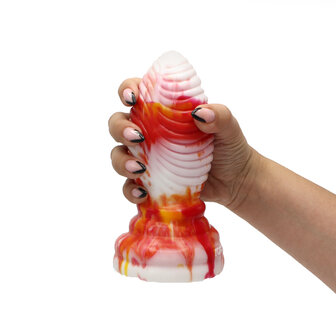 Kiotos Monstar - Buttplug Beast 6 - 16.5 x 6.5 cm - Tie Dye Oranje/Wit/Rood