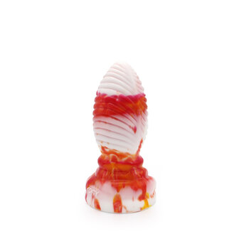 Kiotos Monstar Buttplug Beast 6 - 16.5 x 6.5 cm - tie dye oranje/wit/rood