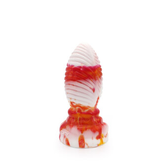 Kiotos Monstar - Buttplug Beast 6 - 16.5 x 6.5 cm - Tie Dye Oranje/Wit/Rood