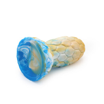 Kiotos Monstar - Buttplug - Alien Egg - 17.5 x 7.5 cm - Tie Dye Goud/Blauw