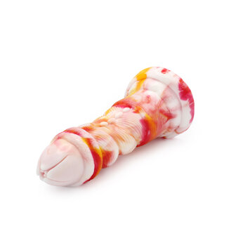 Kiotos Monstar - Dildo Beast 1 - 20.5 x 5.5 cm - Tie Dye Oranje/Wit/Rood