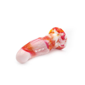 Kiotos Monstar Dildo Beast 3 - 21 x 7 cm - tie dye oranje/wit/rood