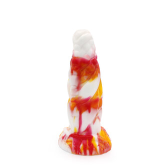 Kiotos Monstar Dildo Beast 8 - 20.5 x 6.5 cm - tie dye oranje/wit/rood