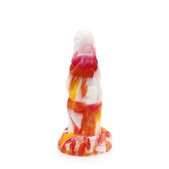 Kiotos Monstar Dildo Beast 8 - 20.5 x 6.5 cm - tie dye oranje/wit/rood