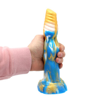 Kiotos Monstar Dildo Beast 19 - 25 x 6 cm - goud/blauw/wit