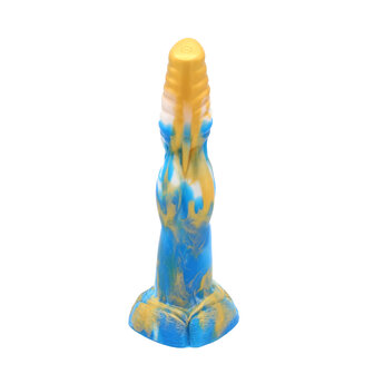 Kiotos Monstar - Dildo Beast 19 - 25 x 6 cm - Goud/Blauw/Wit