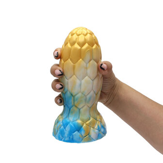 Kiotos Monstar - Buttplug - Alien Egg - 17.5 x 7.5 cm - Tie Dye Goud/Blauw