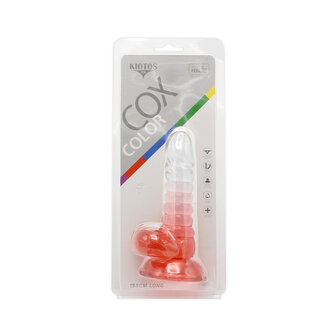 Kiotos Cox Color - Gekleurde Dildo 01 - 15,5 x 3 cm - Transparant/Rood