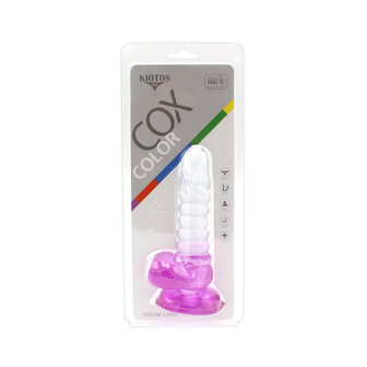 Kiotos Cox Color - Gekleurde Dildo 01 - 15,5 x 3 cm - Transparant/Paars