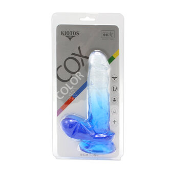 Kiotos Cox Color - Gekleurde Dildo 07 - 18 x 4 cm - Transparant/Blauw