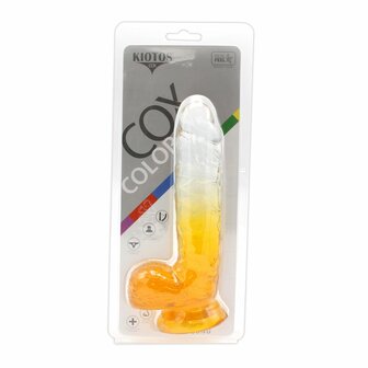 Kiotos Cox Color - Gekleurde Dildo 08 - 18,5 x 4 cm - Transparant/Geel