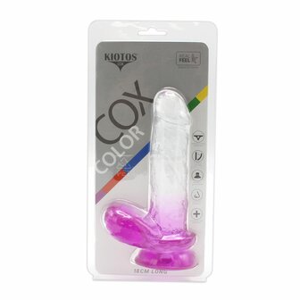 Kiotos Cox Color - Gekleurde Dildo 07 - 18 x 4 cm - Transparant/Paars