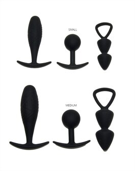 Rimba Buttplug Set van 3 BASEL - zwart - maat S