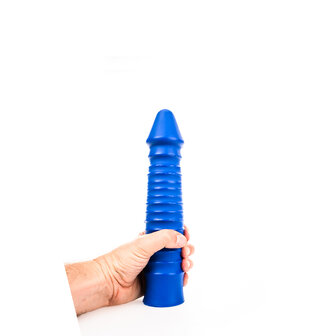 All Blue - Geribbelde Dildo - 26 x 5 cm - Blauw