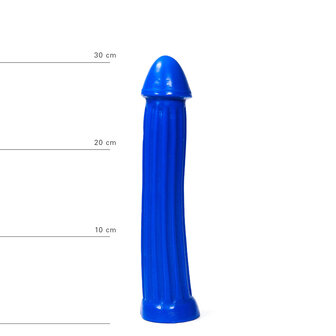 All Blue XXL Dildo met ribbels 31 x 5.5 cm - blauw