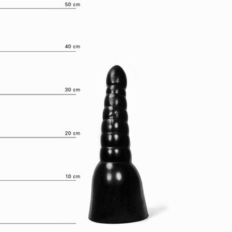 All Black - XXL Dildo - Geribbelde textuur - 34 x 9.7 cm - Zwart