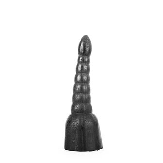 All Black Geribbelde Dildo 34 x 11 cm - zwart