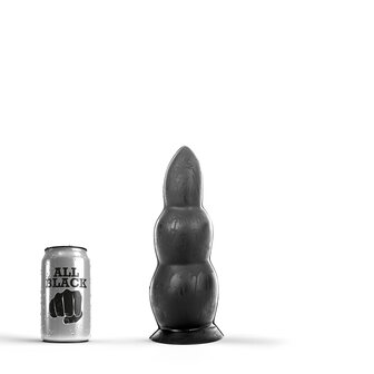 All Black - Zwarte dildo Met ribbels - 23 cm