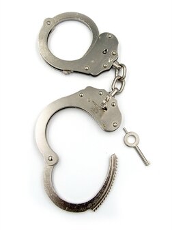 Mister B Cuff - Double Lock - Stalen Politiehandboeien Met Ketting - Zilver