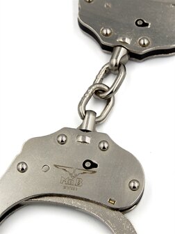 Mister B Cuff - Double Lock - Stalen Politiehandboeien Met Ketting - Zilver