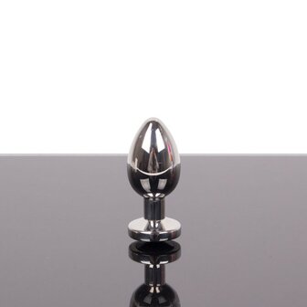 Buttplug RVS met zwart kristal - large