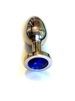 Kiotos - Buttplug RVS met blauw kristal - large