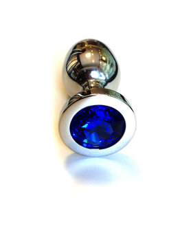 Kiotos - Buttplug RVS met blauw kristal - large