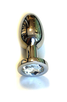 Kiotos - Buttplug RVS met transparant kristal - large