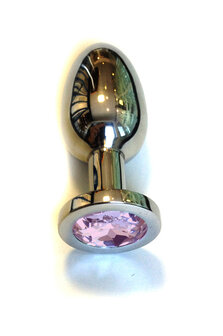 Kiotos - Buttplug RVS met roze kristal - large