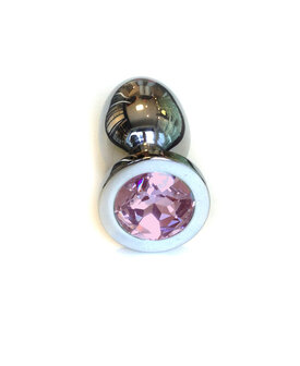 Kiotos - Buttplug RVS met roze kristal - large