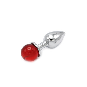 Kiotos - Aluminium Buttplug Met Glinsterende Ronde Siersteen - Rood