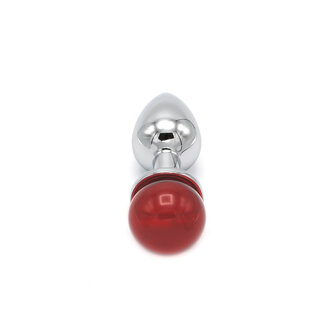 Kiotos - Aluminium Buttplug Met Glinsterende Ronde Siersteen - Rood