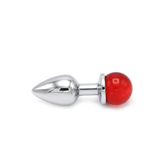 Kiotos - Aluminium Buttplug Met Glinsterende Ronde Siersteen - Rood