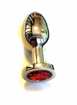 Kiotos - Buttplug RVS met rood kristal - large