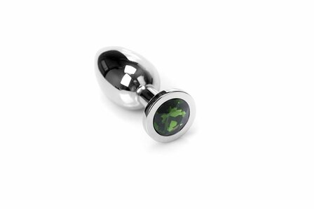 Kiotos - Buttplug RVS Met Groen Kristal - Maat S