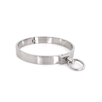 Kiotos - RVS Collar Solid Met Transparant Kristal voorzijde - Large - 13,5 cm