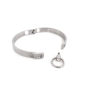 Kiotos - RVS Collar Solid Met Transparant Kristal voorzijde - Large - 13,5 cm