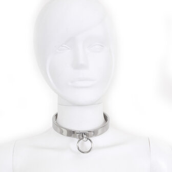 Kiotos - RVS Collar Solid Met Transparant Kristal voorzijde - Large - 13,5 cm