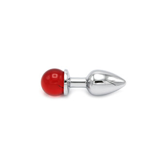 Kiotos - Aluminium Buttplug Met Glinsterende Ronde Siersteen - Rood