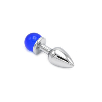 Kiotos - Aluminium Buttplug Met Glinsterende Ronde Siersteen - Blauw