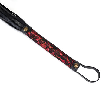 Victorian Garden Kleine Flogger - kort zweepje - vegan vriendelijk - rood/zwart