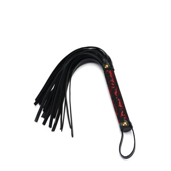 Victorian Garden Kleine Flogger - kort zweepje - vegan vriendelijk - rood/zwart