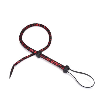 Victorian Garden Bullwhip - leren bull whip rood zwart - vegan vriendelijk - rood/zwart