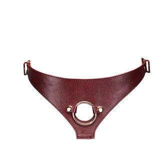 Wine Red Exclusief leren Strap-On Harnas