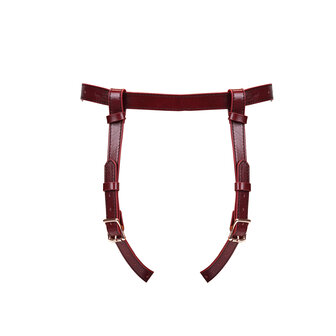 Wine Red Exclusief leren Strap-On Harnas