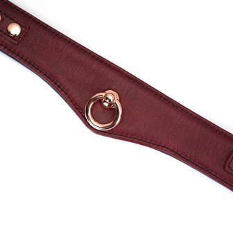 Liebe Seele - Wine Red Curved Collar met leiband en hartvormig slot | luxe ontwerp collar